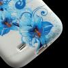 Силиконов калъф ТПУ за Samsung Galaxy S4 IV i9500 - бял със сини цветя