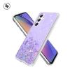 Силиконов калъф / гръб / Brillant Clear Case за Samsung Galaxy A03s - лилав / сребрист брокат