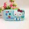 Силиконов калъф / гръб / TPU 3D Happy Day Series за Apple iPhone 5 / iPhone 5S - Hello Kitty / зелен