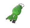 USB кабел за зареждане и пренос на данни 2 in 1 / Micro USB + iPhone 5 / 5S - Cow Keychain / зелен