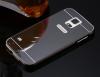 Луксозен алуминиев бъмпер с твърд гръб за Samsung Galaxy S5 G900 / Samsung S5 Neo G903 - тъмно сив / огледален