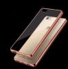 Луксозен силиконов гръб TPU за Huawei Ascend P8 / Huawei P8 - прозрачен / розов кант