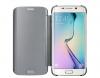 Страничен флип калъф Clear View Cover за Samsung Galaxy S6 Edge G925 - silver / сив