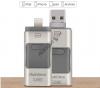 USB Flash Drive / USB флаш памет 3в1 за Apple iPhone / Android - 128 GB / сребриста