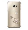 Луксозен твърд гръб X-FITTED Swarovski Diamond за Samsung Galaxy S7 Edge G935 - прозрачен със златист кант / цветя