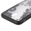 Луксозен твърд гръб за Samsung Galaxy J7 2017 J730 - прозрачен / черен кант / цвете / черна дантела