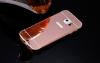 Луксозен алуминиев бъмпер с твърд гръб за Samsung Galaxy S7 G930 - огледален / Rose Gold