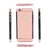 Луксозен огледален силиконов калъф / гръб / TPU за Apple iPhone 6 / iPhone 6S - Rose Gold / имитиращ кожа черен кант