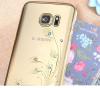 Луксозен твърд гръб KINGXBAR Swarovski Diamond за Samsung Galaxy S7 Edge G935 / Galaxy S7 Edge - прозрачен със златен кант / Elegant