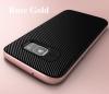 Луксозен твърд гръб за Samsung Galaxy S7 Edge G935 - черен / Rose Gold кант / Carbon