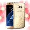 Луксозен твърд гръб KINGXBAR Swarovski Diamond за Samsung Galaxy S7 G930 - прозрачен със златен кант / Rose