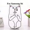 Силиконов калъф / гръб / TPU 3D за Samsung Galaxy S6 G920 - Bad Cat / бял