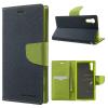 Луксозен кожен калъф Flip тефтер със стойка MERCURY Fancy Diary за Sony Xperia XZs - тъмно син