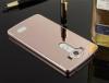 Луксозен алуминиев бъмпер с твърд гръб за LG G4 - огледален / Rose Gold
