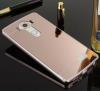 Луксозен алуминиев бъмпер с твърд гръб за LG G4 - огледален / Rose Gold