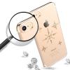 Луксозен твърд гръб KINGXBAR Swarovski Diamond за Apple iPhone 7 - прозрачен със златист кант / звездички