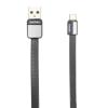 Оригинален USB кабел REMAX Platinum RC-044i 1m / USB Charging Data Cable за Apple iPhone 5 / iPhone 5S / iPhone SE / iPhone 6 / iPhone 6 Plus / iPhone 7 / iPhone 7 Plus - черен / плосък