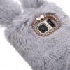Луксозен силиконов калъф / гръб / TPU 3D с пух за Samsung Galaxy S7 G930 - светло сиво зайче / Bunny Case