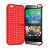 Луксозен калъф със силиконов капак / Dot View за HTC One M8 - червен