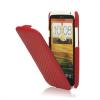 Кожен калъф Flip Carbon за HTC One X, One X+ - червен