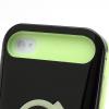 Заден предпазен твърд гръб i-Glow със силикон и стойка за Apple iPhone 4 / 4S - черен със зелен кант