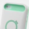 Заден предпазен твърд гръб i-Glow със силикон и стойка за Apple iPhone 4 / 4S - бял със зелен кант