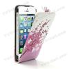 Кожен калъф Flip тефтер за Apple Iphone 4, 4S -  peach blossom