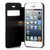 Луксозен кожен калъф Flip тефтер Mercury S-View за Apple iPhone 5 / 5s - черен