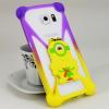 Универсален силиконов 3D Бъмпер / Bumper / за Apple , Samsung , HTC , LG , Nokia , Sony , Huawei , Lenovo , ZTE , Motorola и др. - лилаво и жълто / Миньон