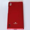 Луксозен силиконов калъф / гръб / TPU Mercury GOOSPERY Jelly Case за Huawei Ascend P7 - червен с брокат