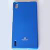 Луксозен силиконов калъф / гръб / TPU Mercury GOOSPERY Jelly Case за Huawei Ascend P7 - син с брокат