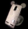 Луксозен силиконов калъф / гръб / TPU 3D за LG K4 2017 - преливащ / сребристо / брокат / миши ушички / 2в1 / кръгове