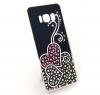 Луксозен силиконов калъф / гръб / с камъни за Samsung Galaxy S8 G950 - черен / Hearts