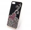 Луксозен силиконов калъф / гръб / с камъни за Apple iPhone 7 / iPhone 8 - черен / Hearts