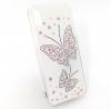 Луксозен силиконов калъф / гръб / с камъни за Apple iPhone XS MAX - бял / Butterflies