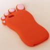 Силиконов калъф / гръб / TPU 3D за Apple iPhone 5 / iPhone 5S - оранжев крак с розово