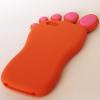 Силиконов калъф / гръб / TPU 3D за Apple iPhone 5 / iPhone 5S - оранжев крак с цикламено