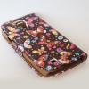 Кожен калъф Flip тефтер с камъни за Samsung Galaxy S4 I9500 / Samsung S4 I9505 - черен с цветя