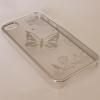 Ултра тънък предпазен твърд гръб / капак / за Apple iPhone 4 / iPhone 4S - пеперуда с цветя / сребрист