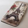 Кожен калъф Flip тефтер със стойка за Samsung Galaxy S5 Mini G800 - Eiffel Tower Roses / Айфелова кула с рози