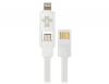 USB Data кабел REMAX за зареждане и пренос на данни 2 в 1 за Apple iPhone 5 / 5S , iPone 6 / iPhone 6S / iPhone 6 plus / Samsung / HTC / LG / Micro USB - бял
