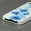 Силиконов калъф ТПУ за Apple iPhone 5 - бял със сини цветя