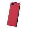 Луксозен сатенен калъф Flip за Apple iPhone 5 - червен