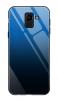 Луксозен стъклен твърд гръб за Samsung Galaxy J6 Plus 2018 - преливащ / синьо и черно