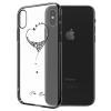 Луксозен твърд гръб KINGXBAR Swarovski Diamond за Apple iPhone XS Max - прозрачен / черен кант / сърце