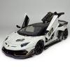 Метална кола с отварящи се врати капаци светлини и звуци Lamborghini Aventador SVJ 63 1:32 - бял