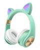 Стерео LED слушалки Bluetooth Cat Ear M1 / Wireless Headphones / безжични LED слушалки Cat Ear M1 - зелени