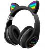 Стерео LED слушалки Bluetooth Cat Ear / Wireless Headphones / безжични LED слушалки Cat Ear M2 - черни