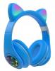Стерео LED слушалки Bluetooth Cat Ear / Wireless Headphones / безжични LED слушалки Cat Ear M2 - сини