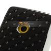 Заден предпазен твърд гръб / капак / с камъни за Nokia Lumia 520 / Nokia Lumia 525 - черен с метален кант